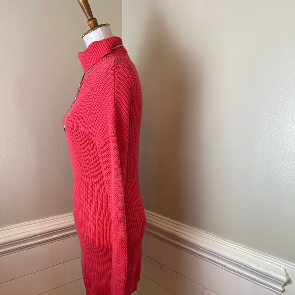 Midnight Doll Coral Pink Cowl Neck Sweater Dress S (jr.) FREE SHIP - Picture 2 of 5